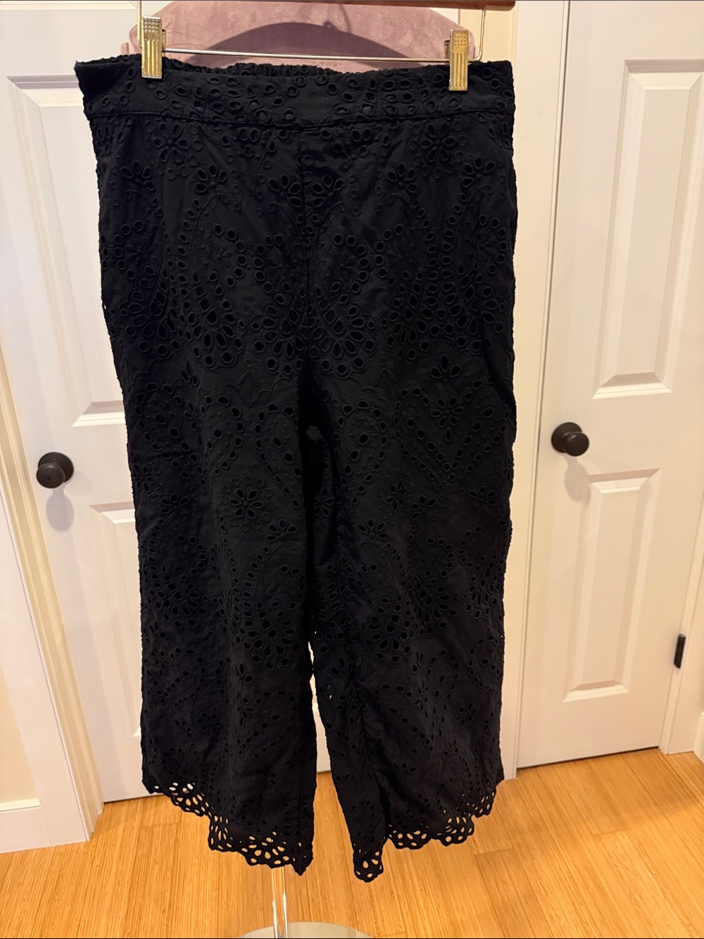 Chico's Black Eyelet Wide-Leg Pants